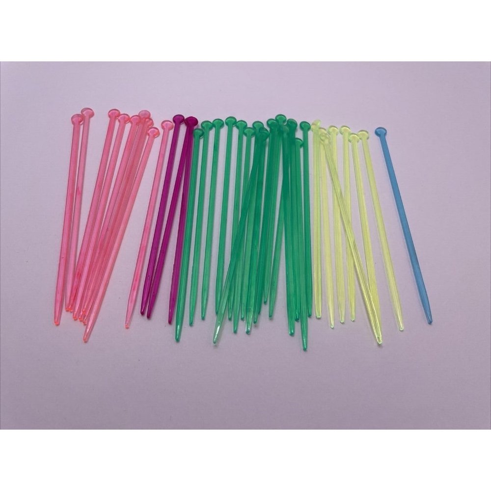 37 Vintage SPIR-IT 5.5" Swizzle Sticks Plastic Drink Stirrers Bright Colors -NEW